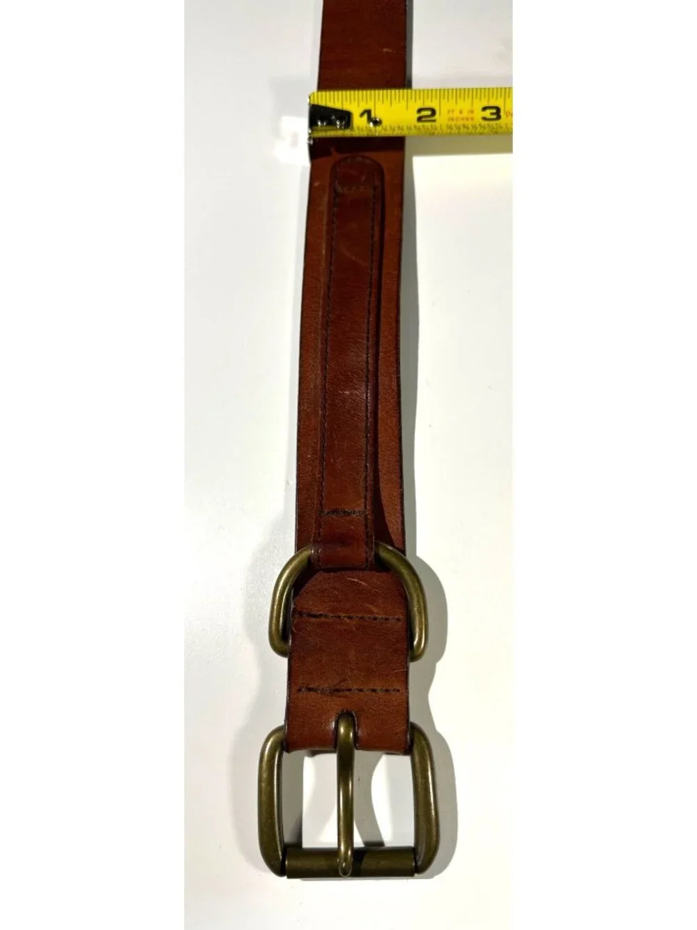 Vintage Banana Republic Genuine Leather Belt Solid Brass Buckle USA Made